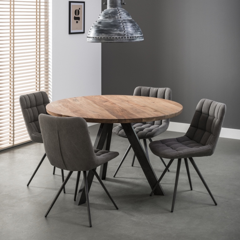 Jabb spisebord ø 120 cm., massiv akacie træ spiseborde i massiv ...
