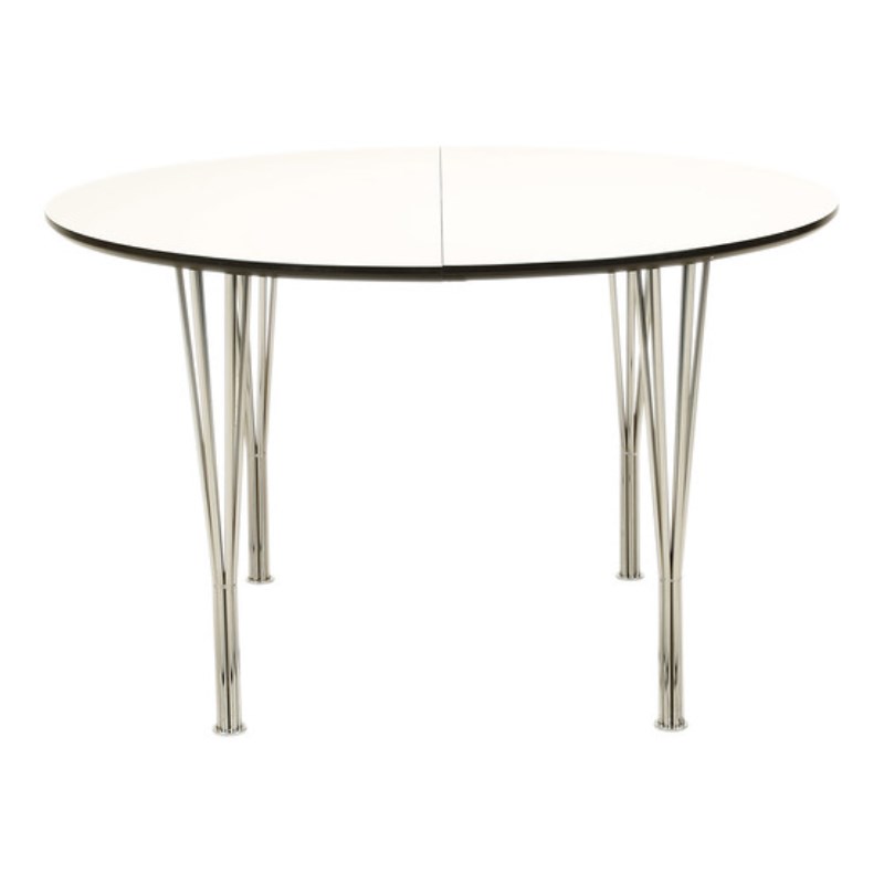 Dt 110 ø 120 cm. spisebord, hvid laminat med metal ben tilbud ... Spisebord ovalt hvidt